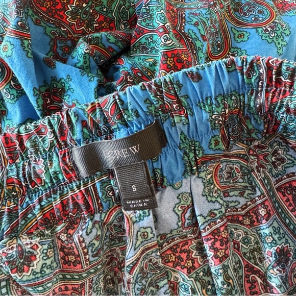 Sz S J. Crew 100% Cotton Boho Multicolor Cropped Paisley Print Pants EUC - Picture 3 of 6